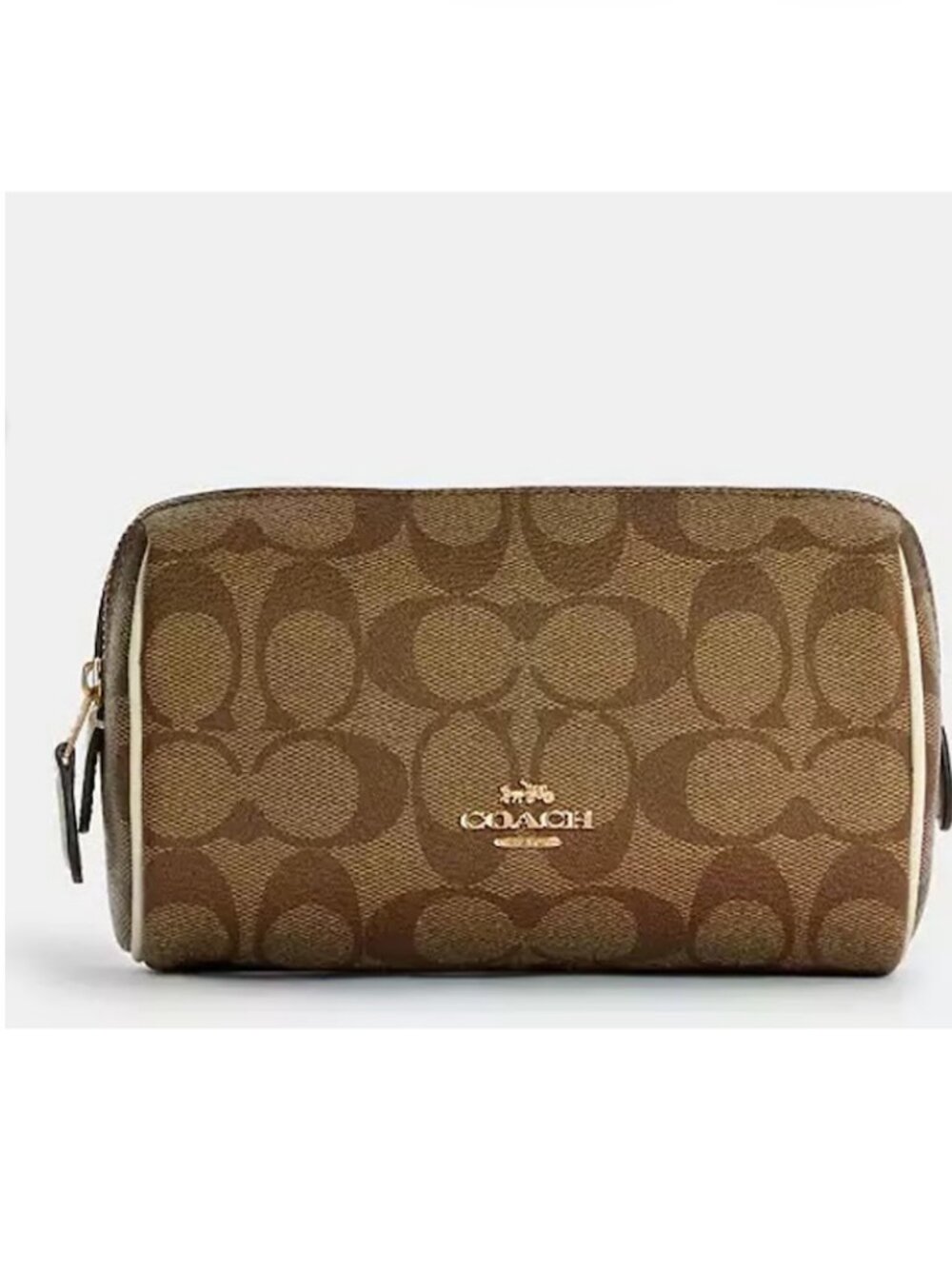 Coach Signature Canvas Zip Cosmetic Case No 17 C7359)- Khaki/Tan NWOT